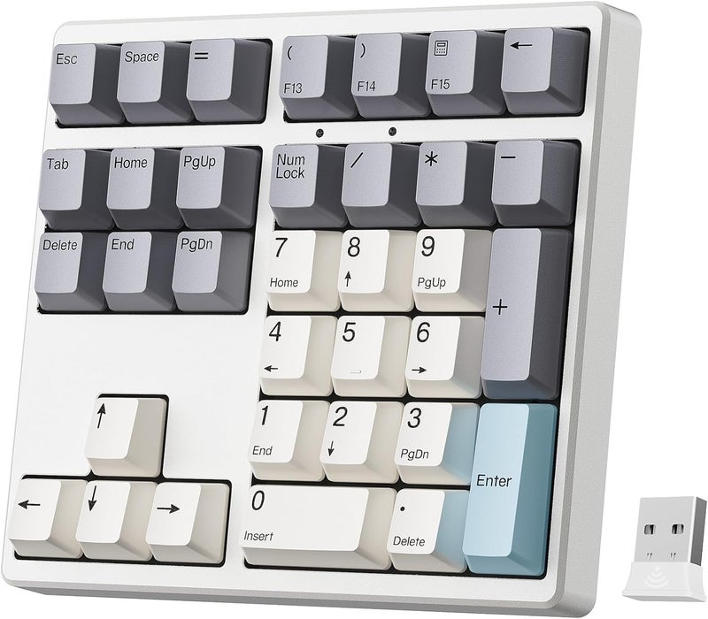 Kisnt Wireless Number Pad, Hot Swappable Mechanical Numpad,34 Keys 2.4GHz Rechargeable Numeric Keypad with PBT Keycaps for Laptop, Mac, PC Desktop - Image 1